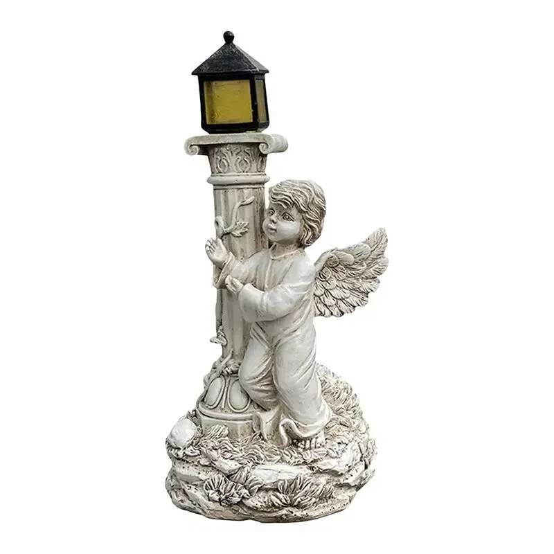 

Statue With Solar Lights Garden Statues For Lawn Ornaments Resin Cherub Garden Sculpture For Patio Yard Lawn Porch