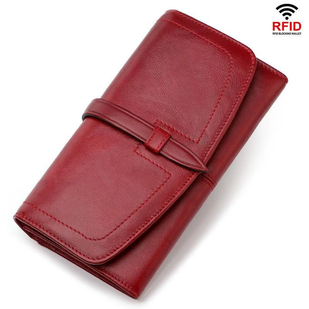 new leather wallet women rfid long zipper retro women wallet large capacity fashion female bag free global shipping