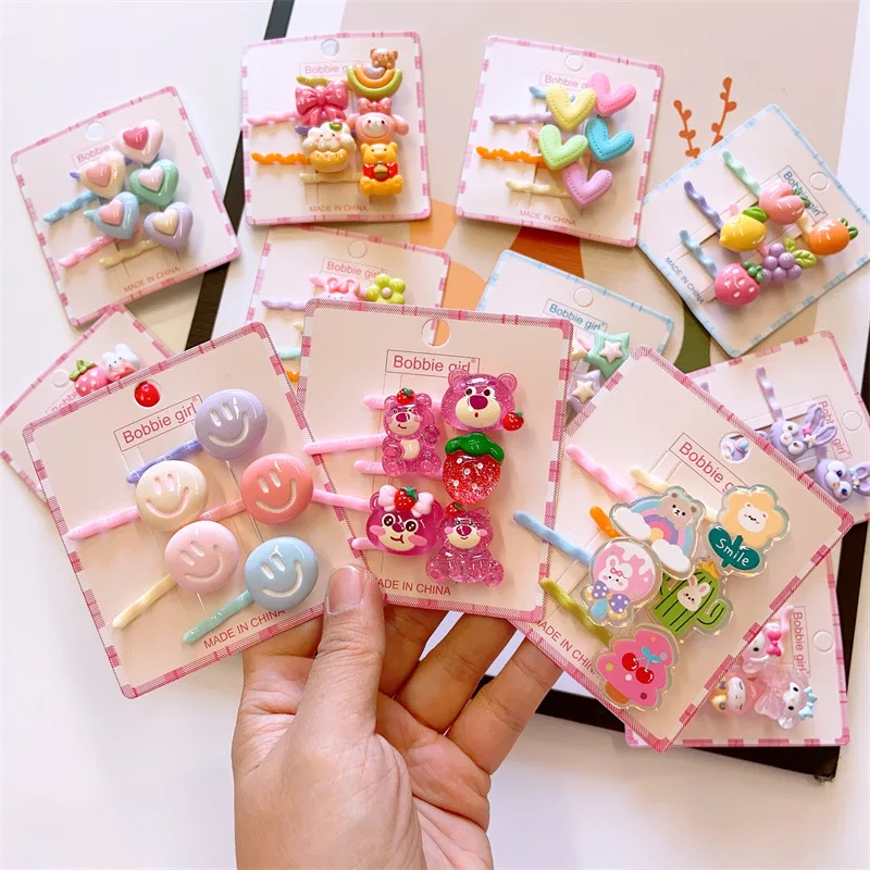 Ful Animal Fruit Hair Clip For Girls Cute Strawberry Bear Hairclip Kids Small Star Clips Baby Mini Bow Hair Pins