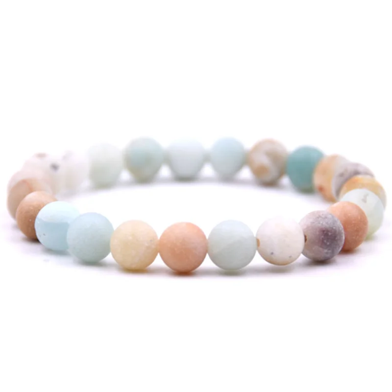 

Beaded Bracelet 8mm Natural Stone Lava Tiger Eye Black Onyx Matte Healing Beads Bangle