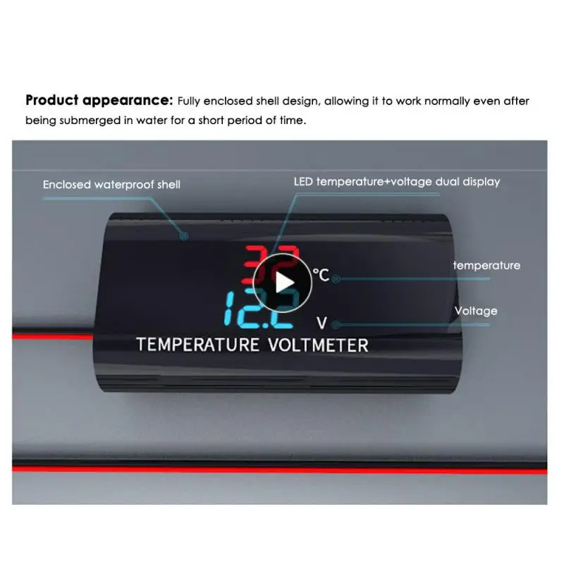 

Temperature Voltmeter Multifunction Dc 8-18v Digital Thermometer Voltmeter Led Display Waterproof Voltmeter And Thermometer