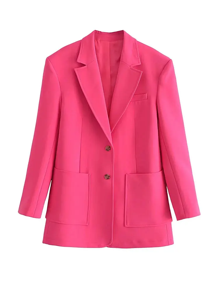 

Женский винтажный Блейзер Nlzgmsj ZBZA с отложным воротником и длинным рукавом, однобортные пальто с карманами, женский модный Блейзер 202202