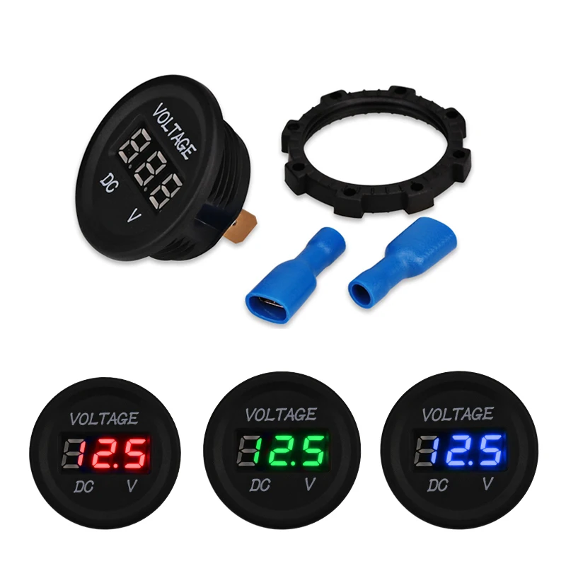 

Car Mini Voltmeter LED Display Digital Waterproof Panel Tester Round Voltage Battery Gauge For Moto Boat Marine Truck ATV UTV