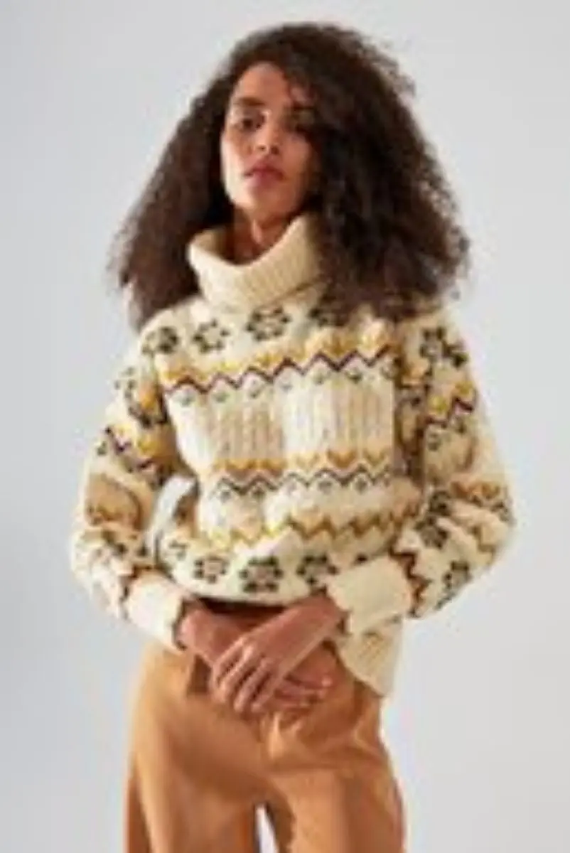 

Beige jacquard turtleneck Knitwear sweater sweater TWOAW22KZ0512