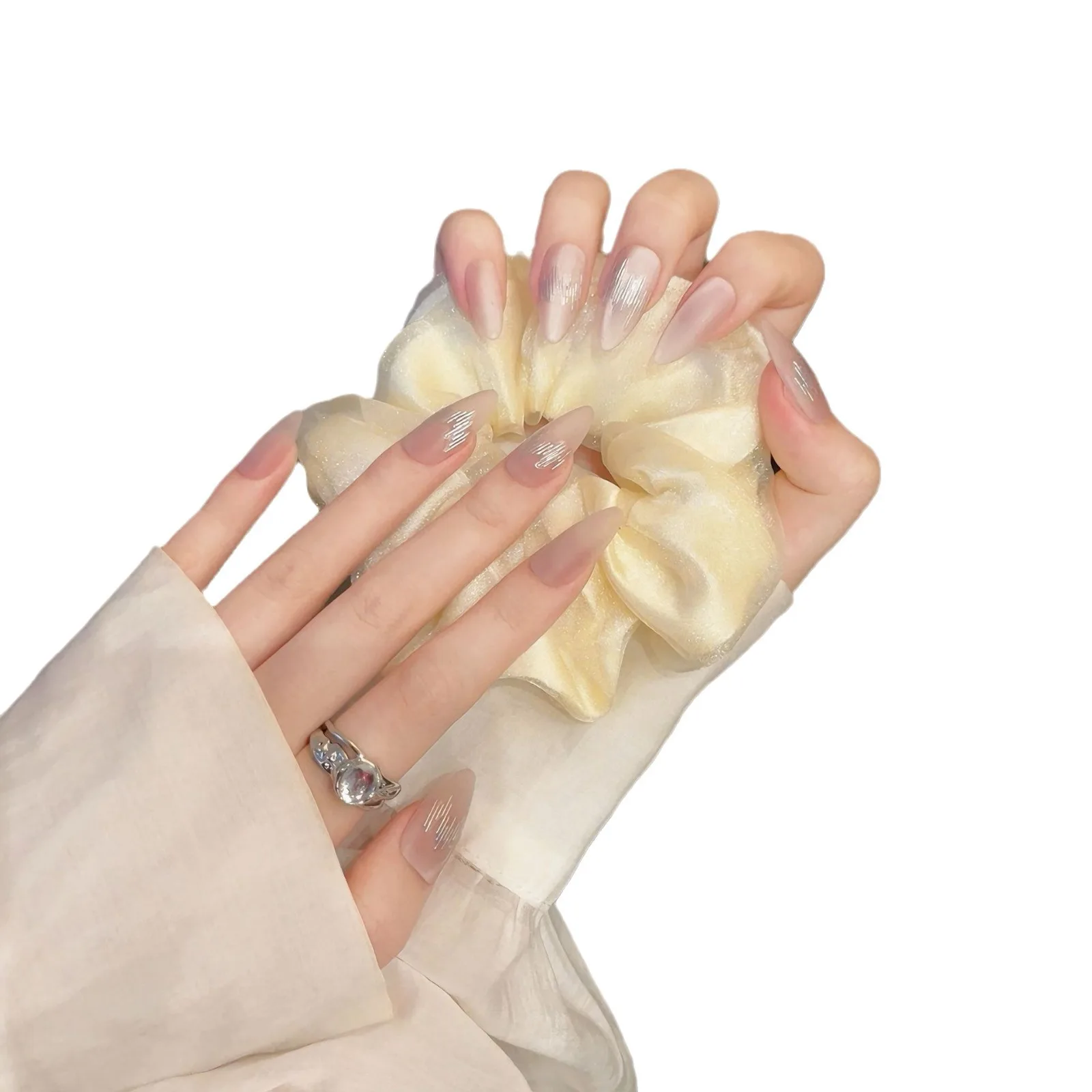 Накладные ногти ручной работы блестящие простые элегантные акриловые накладные