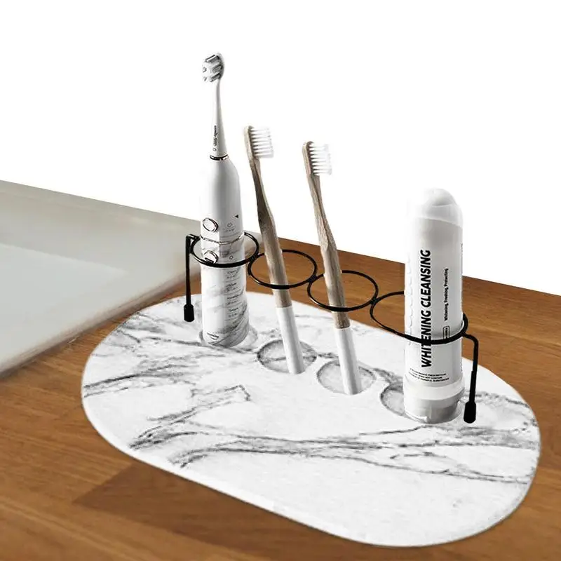 

Diatom Mud Tooth Brush Rack Diatomaceous Earth Toothbrush Holder With 4 Slots Bathroom Countertop Toothbrushes Toothpaste Makeup