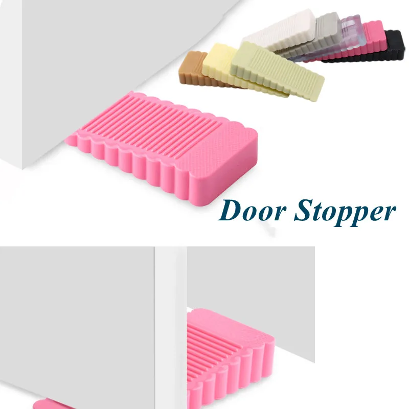 

8 Color Practical Safety Silicone Door Stoppers Block Wedge Doorstops Door Stopper Home Office Rear Retainer Anti-collision Stop