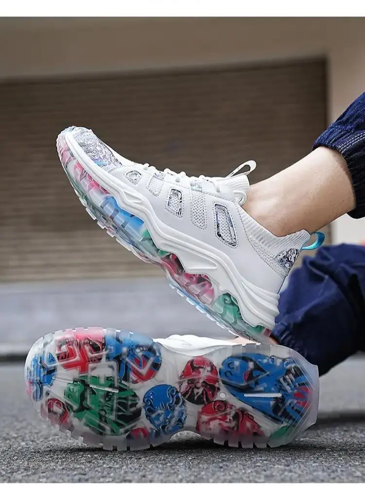 

Мужские повседневные спортивные кроссовки, сетчатые, на толстой нескользящей подошве, дышащие, модные, для бега, большие размеры, весна-осень