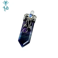 natural purple green fluorite necklaces pendant natural stone sword pendant vintage necklace charms fashion women jewelry