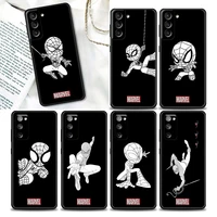 phone case for samsung galaxy s22 s21 s20 fe 5g s7 s8 s9 s10e plus ultra soft silicone case cover marvel spider man sketch