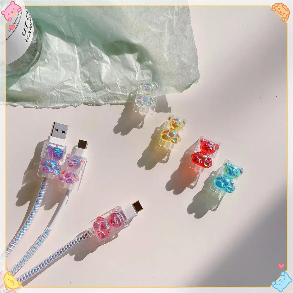

1 Pcs Wire Protector Portable Line Protective Sleeve Transparent Creative Data Line Cord Protector Office Accessories Cartoon