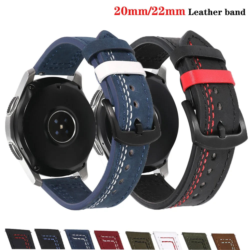 

Leather Gear S3 frontier strap For Samsung Galaxy watch 46mm 22mm watch band correa amazfit gtr 47mm 47 huawei watch gt strap