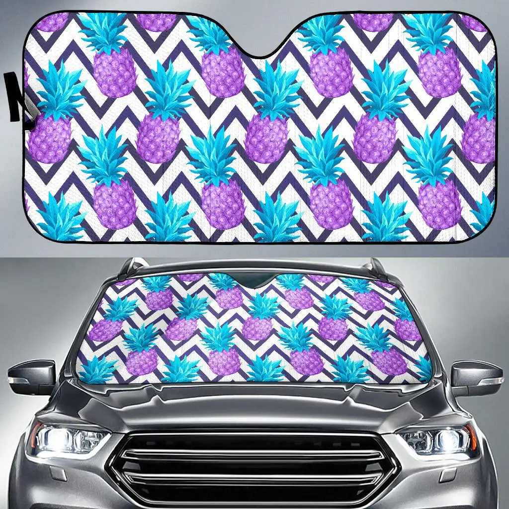 

Purple Zig Zag Pineapple Pattern Print Car Sun Shade
