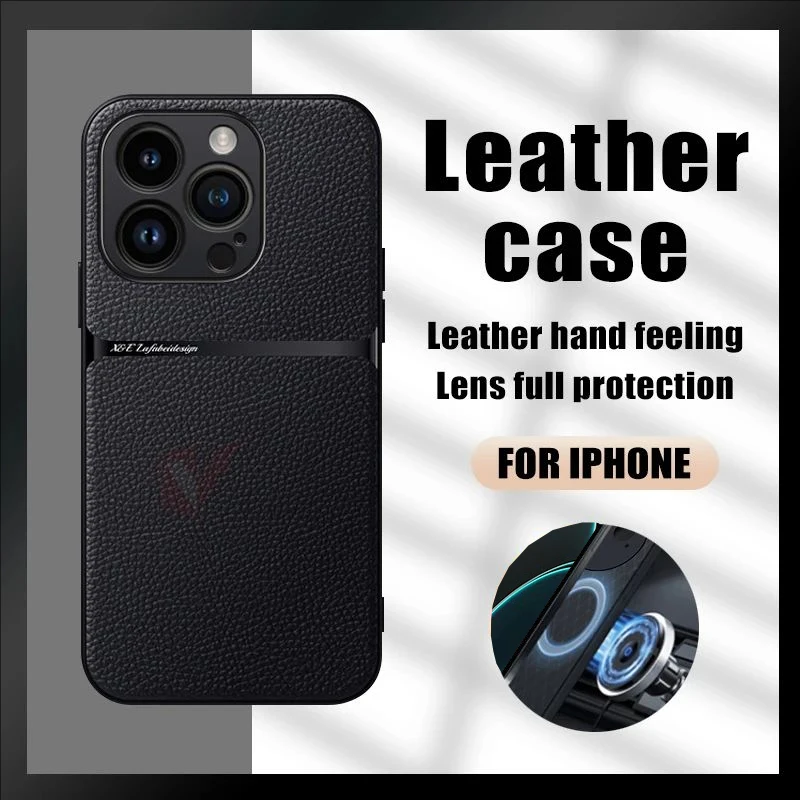 Кожаный чехол Magesafe с магнитной беспроводной зарядкой для iPhone 16 15 14 плюс 13 12 11 Pro Max