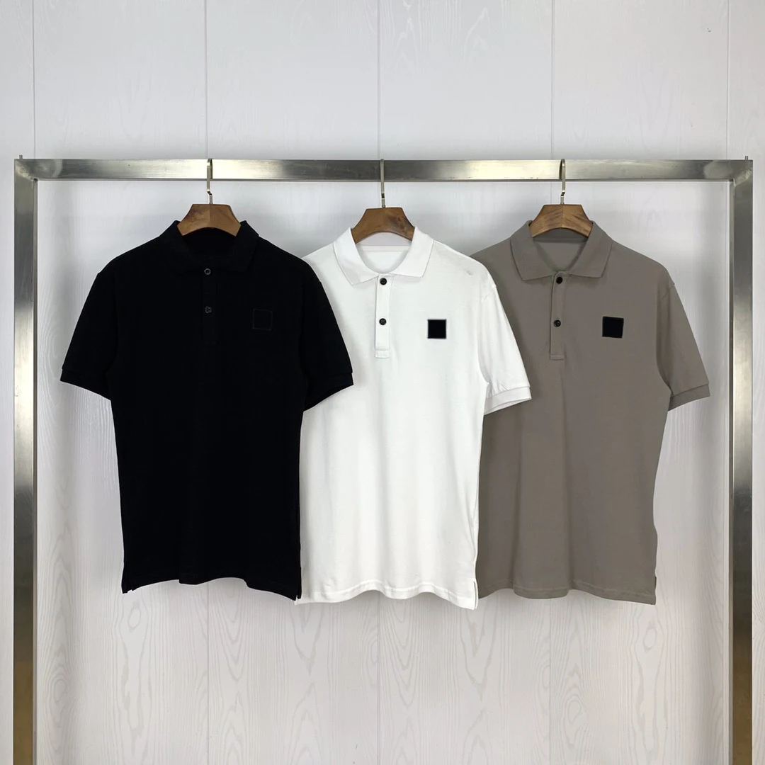 

Summer Men's and Women's Stone Label Compass Embroidered Label Polo Short Sleeve T-shirt