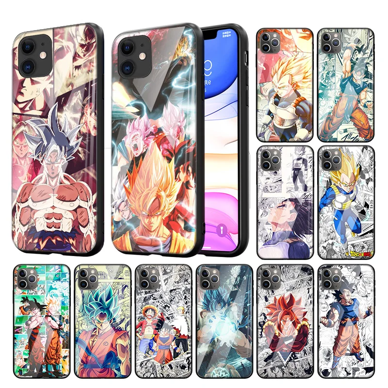 

Glass Case For Apple iPhone 11 12 mini 13 Pro 7 8 X XR XS Max 6 6S Plus SE 2022 Soft Edge Phone Cover Dragon Ball Z Hot Goku