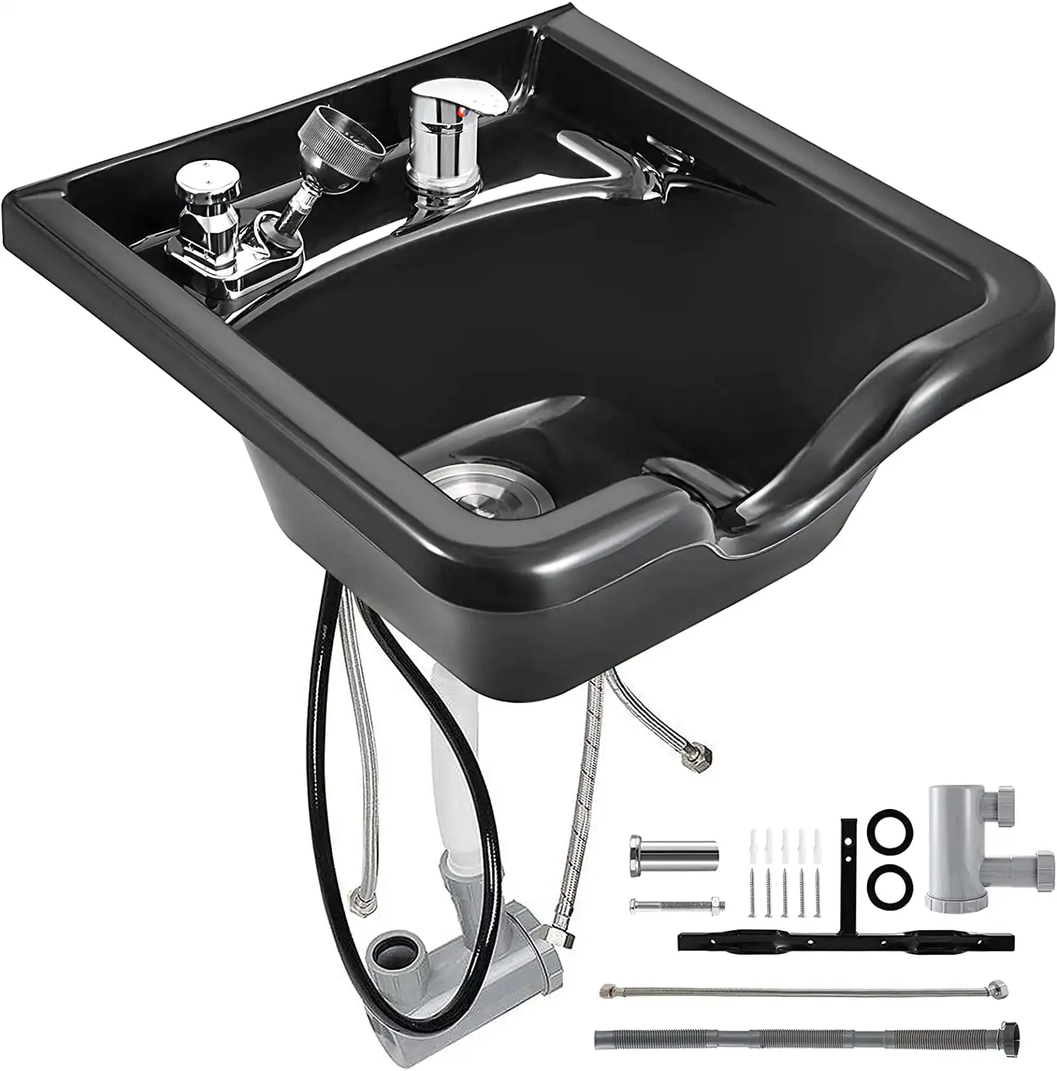 

VEVOR Shampoo Bowl Sink Black ABS Plastic Salon and Spa Hair Sinks Beauty Salon Equipment for Hair Stylists