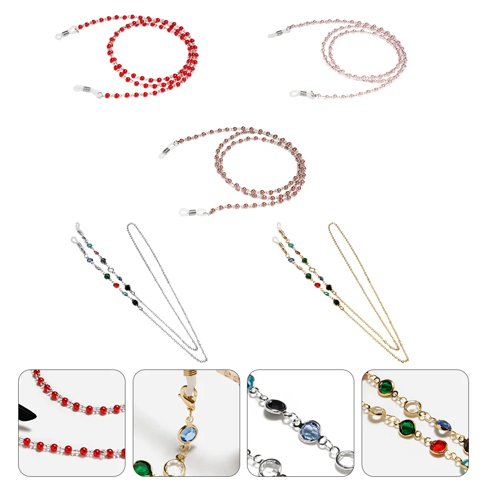 

5 Pcs Glasses Cord Lanyard Womens Necklace Mouth Cover Rope Glasses Chain Glasses Neck Chain Alloy Sunglasses Holder Keychain