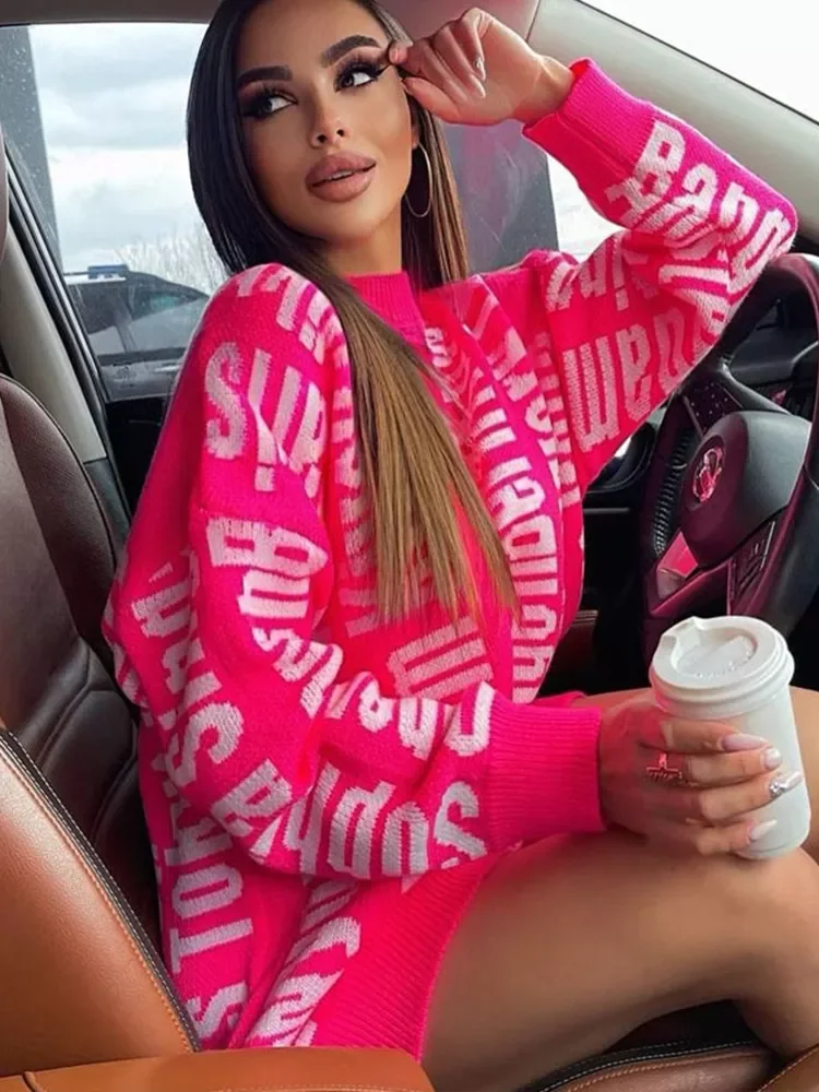 

Tawnie Mini Sweater Dress Women Knitted O Neck Long Sleeve Oversized Sweater Dresses Autumn Winter Sexy Dress For New Year 2022