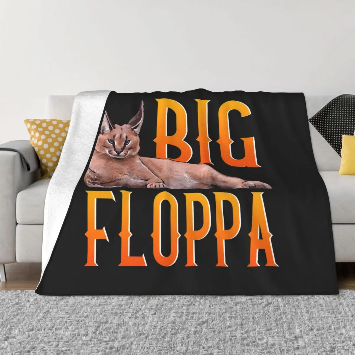 

Big Floppa Wool Blankets Cute Animal Cat Funny Throw Blanket for Home 200x150cm Plush Thin Quilt