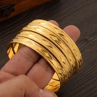 8mm width 65mm inner gold plated bangle for women dubai bride wedding ethiopian africa bangle jewelry gold charm party gifts
