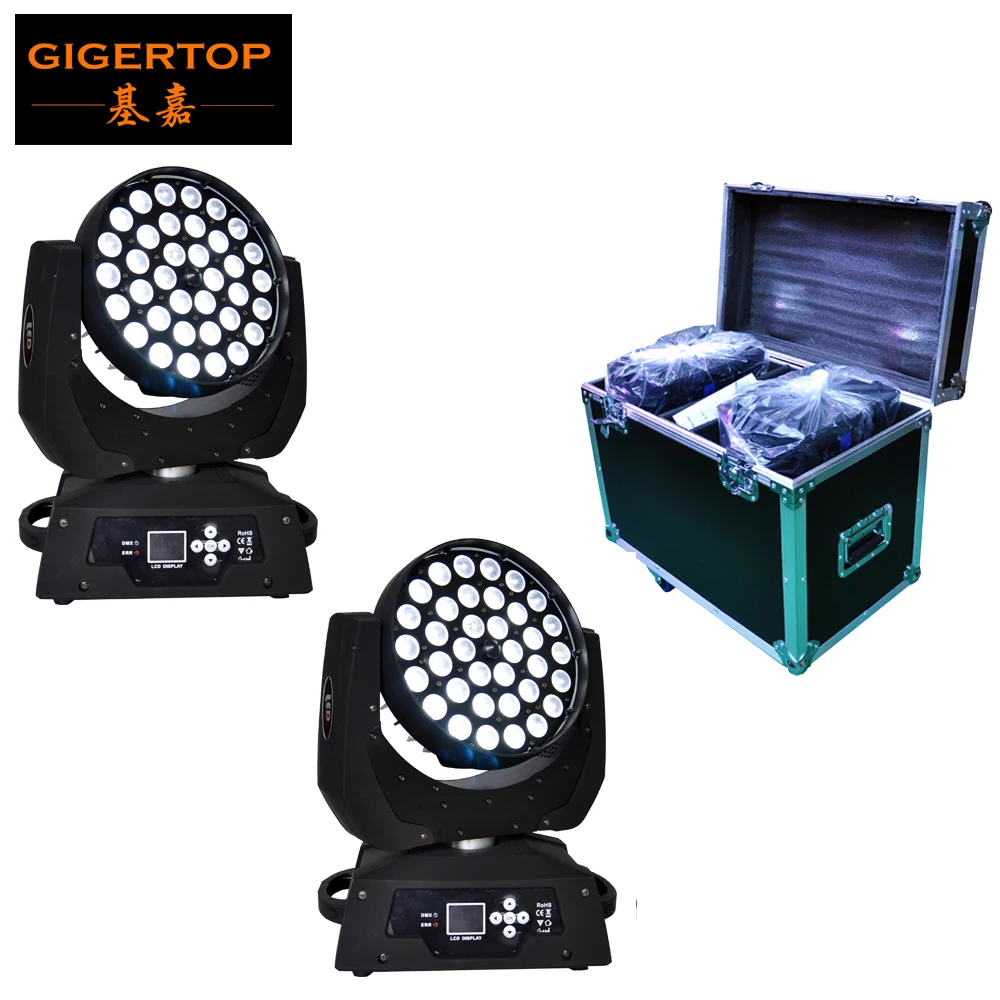 

2IN1 Flightcase Pack 36 x 12W RGBW 4IN1 Color Stage DMX Led Moving Head Zoom Light Power IN OUT Wedding Party Dancing Led Light