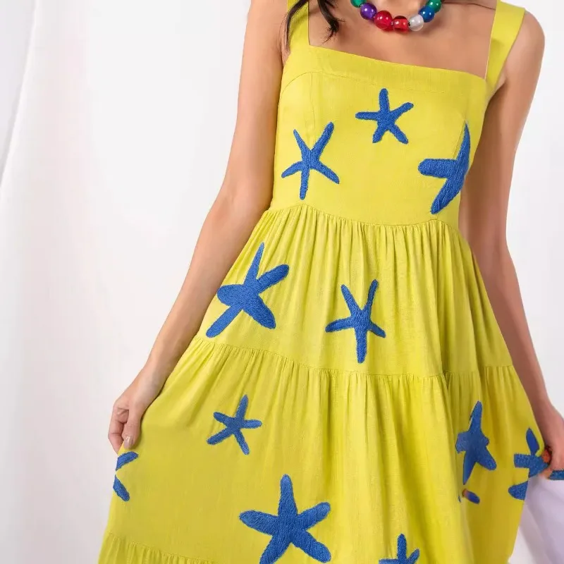 Длинное платье в клетку с принтом на бретельках стиле пэчворк для женщин модное