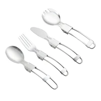 outdoor camping picnic stainless steel spoon tableware camp titanium spork folding camp spoon utensil portable camping equipment