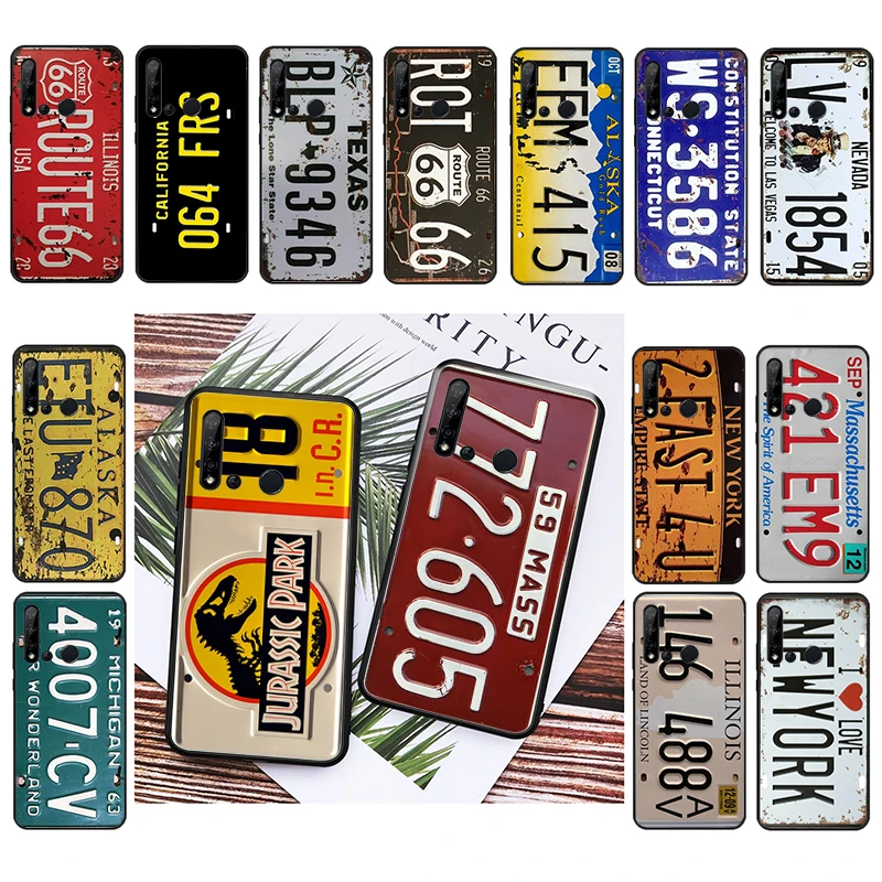

License Plate Phone Case For Huawei P50 Pro P30 P40 Lite P40Pro P20 lite Mate 20 Pro Nova Y70 Y90 9 SE P Smart Funda