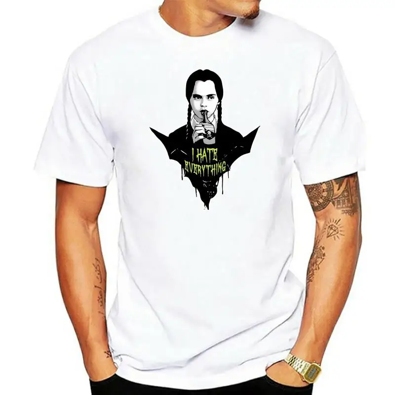 

Wednesday Addams Goth Gothic Emo I Hate Everything T Shirt Black Ship Fast Harajuku Tee Shirt
