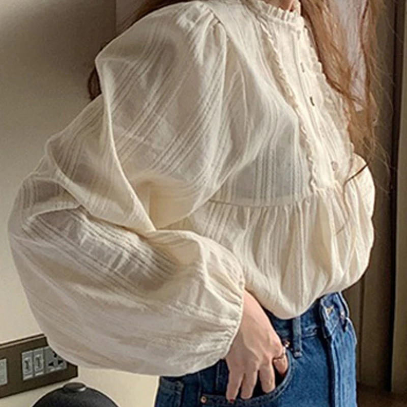 Шикарные элегантные женские блузки на пуговицах с круглым вырезом топы