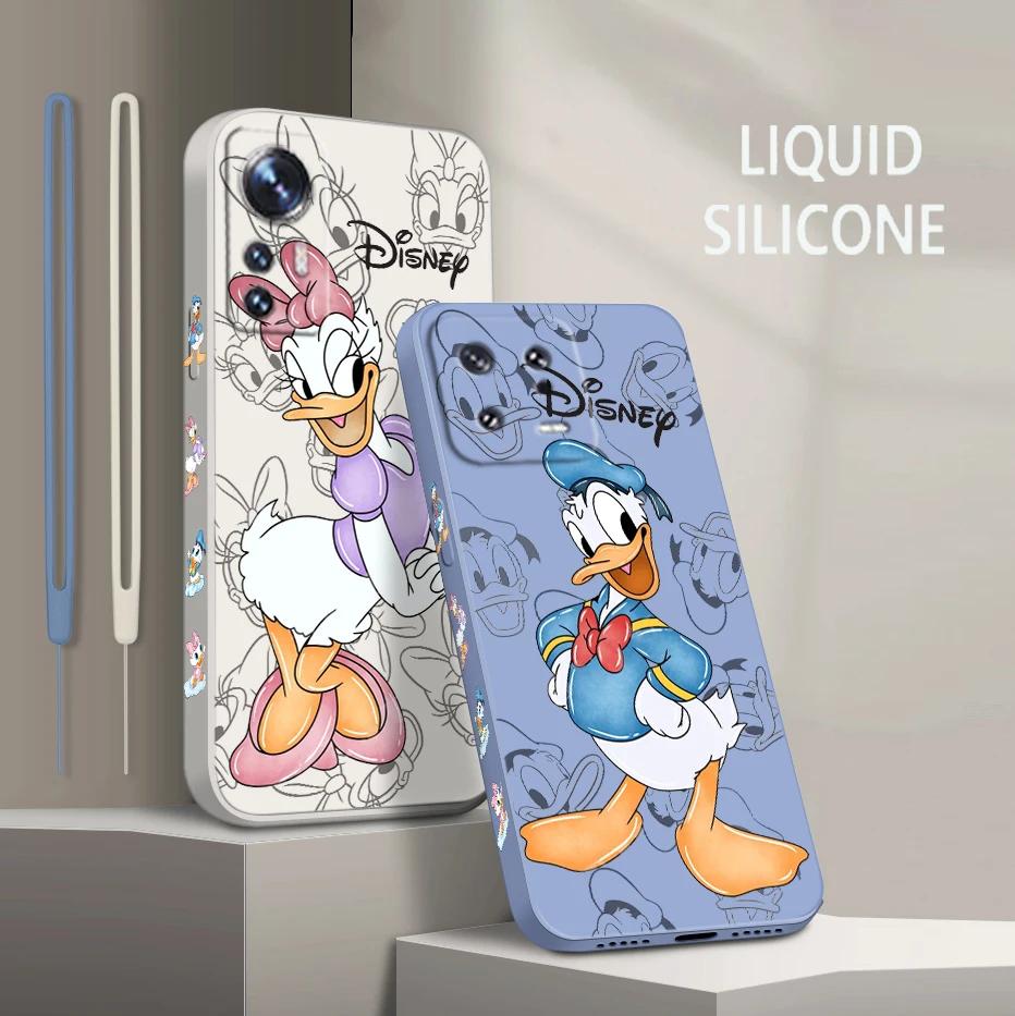 

Donald Duck Cartoon For Xiaomi Mi 13 12 12T 11 11T 10 10T 9 9SE Lite Pro Ultra A3 Liquid Left Rope Silicone Phone Case Fundas