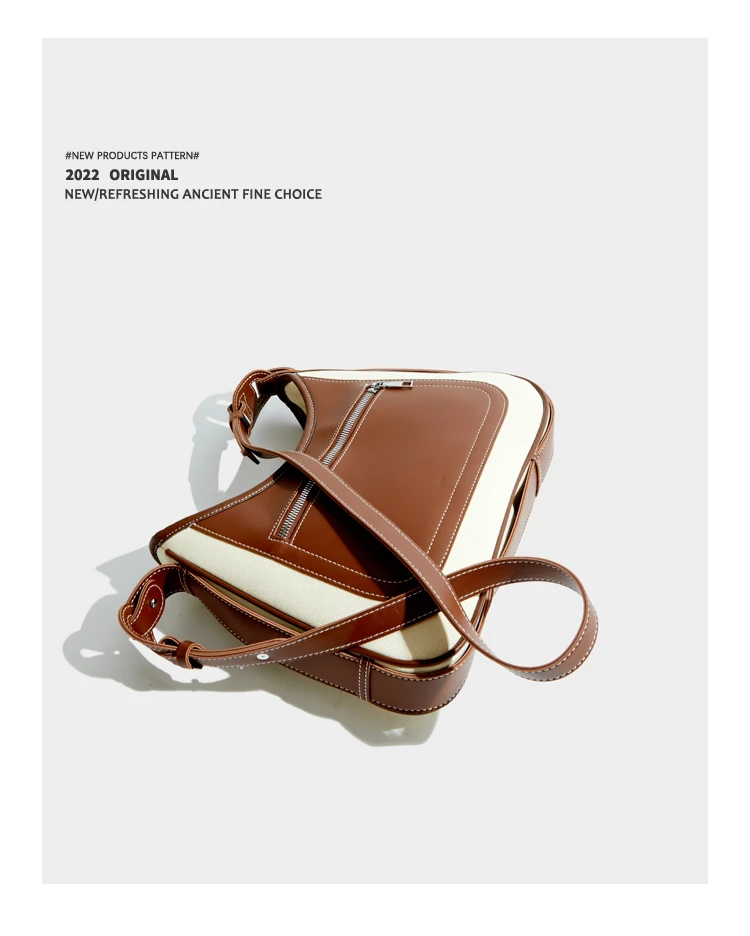 Elmsk 2022 Fashion Color Contrast Casual Messenger Bag Women Single Shoulder Leather Bag