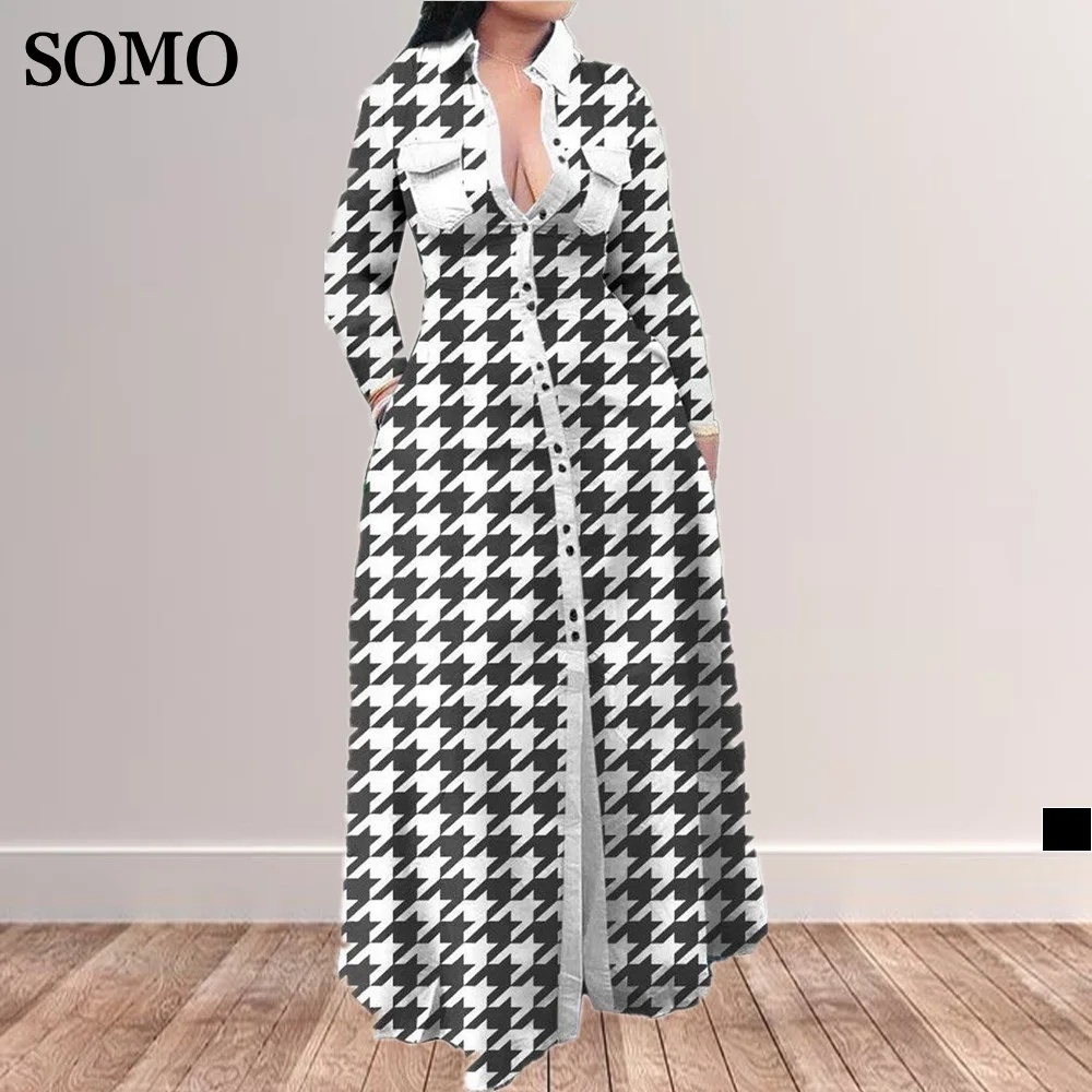 

Женское платье-макси с длинным рукавом, Осень-зима