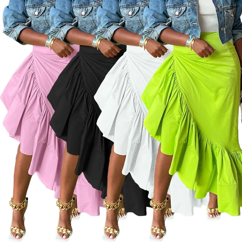 

Swimsuit Cover Up Women Beachwear Dress For Beach Outlet Female Clothing Nightclub Sexy Pure Color Irregular Skirt Solid