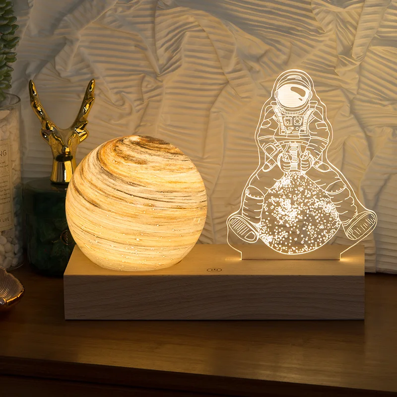 

Moon Lamp Night Lamp 3D Led Home Decoration Planet Ins Charging Astronauts Lamp Perfect Gift Table Lamp Moon Living Room Lamp
