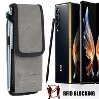 anti theft pu leather phone case for samsung z fold 4 5g wallet card slot flip cover for galaxy z fold 3 2 1 belt clip waist bag