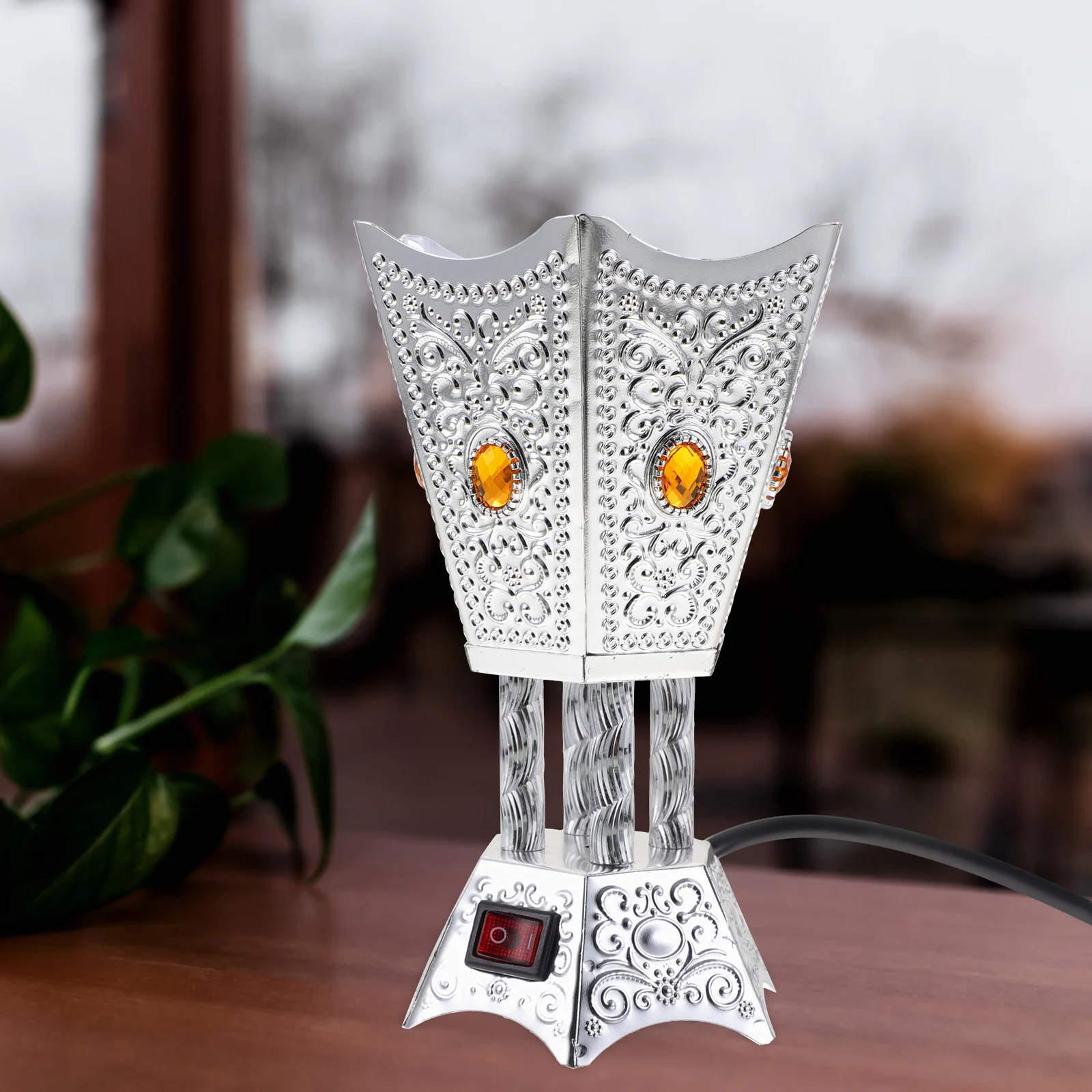

Metal Trim Plug-in Burner Censer Reusable Southeast Asia 11.5X17CM Decorative Electric Iron Retro