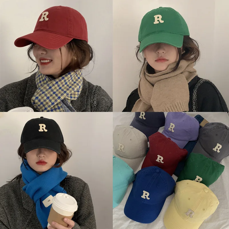 

Green Grey Red Letter Women's Hat Summer All-Match Hipster Show Face Small Baseball Cap Men's Autumn And Winter