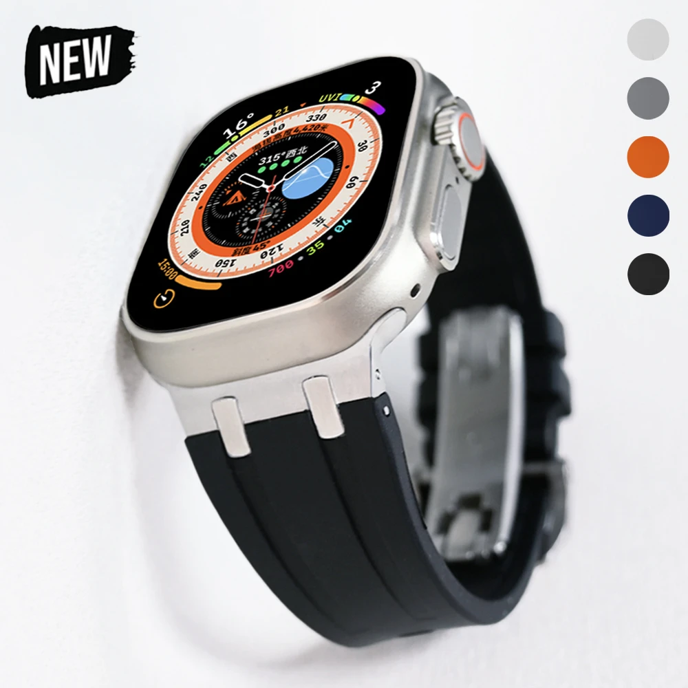 

Luxury Band for Apple Watch 8 Ultra 49mm Refit Mod Kit Silicone Rubber Wrist Strap for iWatch Series 8 7 45mm se 5 4 3 6 42 44mm