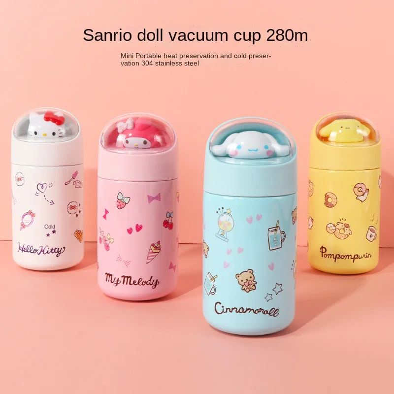 

My Melody KT Cat Sanriond Kuromi Pom Pom Purin Cinnamoroll Pochacco Kawaii Cute Cartoon 200ml/280ml Vacuum Cup Girls Love Gifts