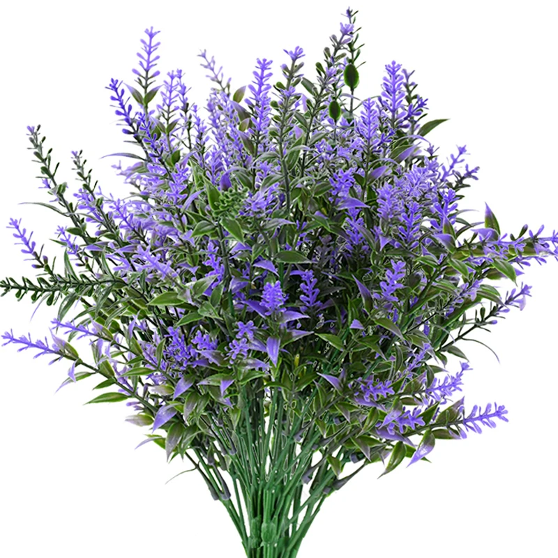 

3Bouquets Artificial Flowers Plastic Lavender Branch Fake Plant Flower For Wedding Home Garden Decor Christmas Party Table Decor
