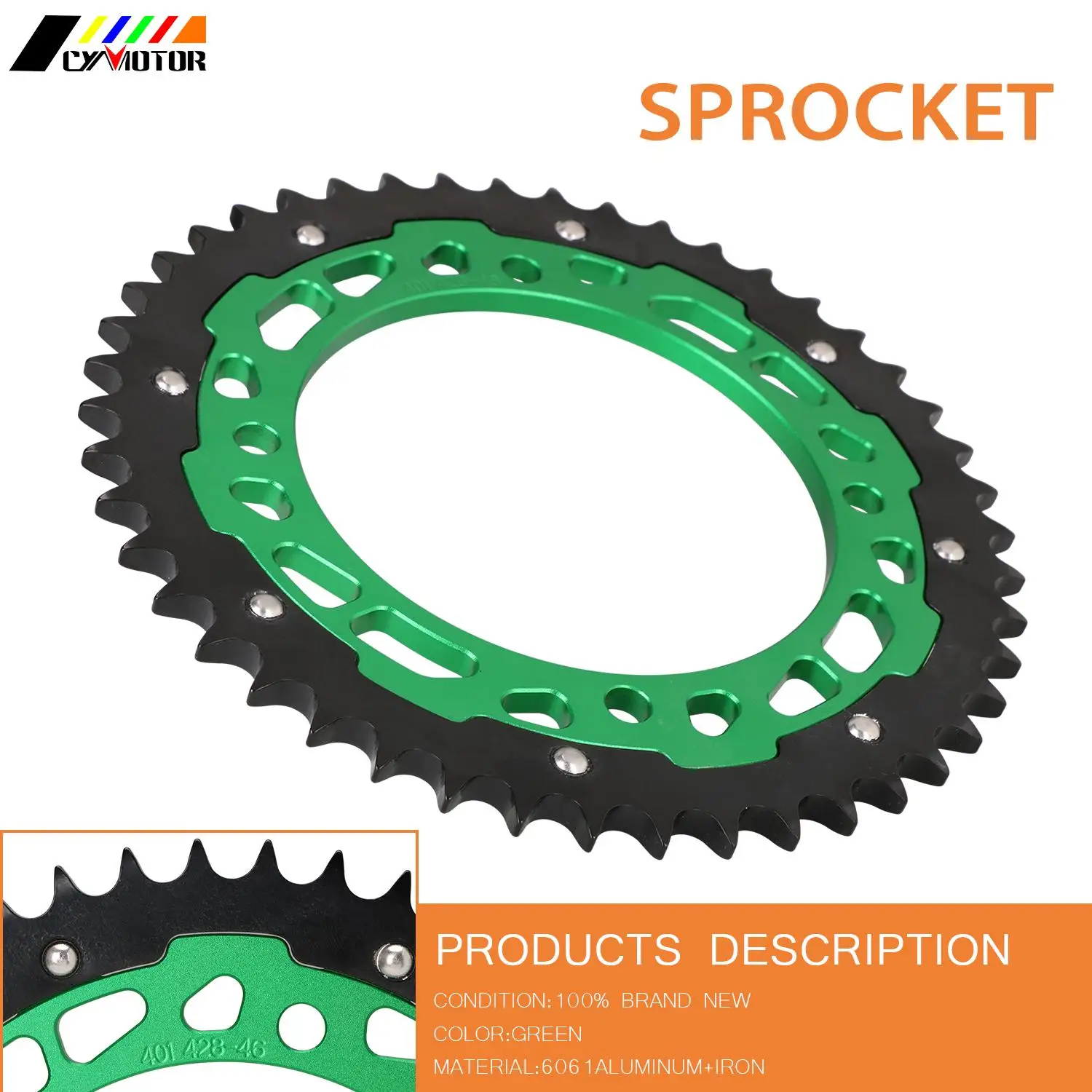 

46T 47T Motorcycle Rear Sprocket Chain For Suzuki RM65 2003-2005 For kAWASAKI KX65 2000-2020 KLX125 2010-2014 KLX150L 2014-2020