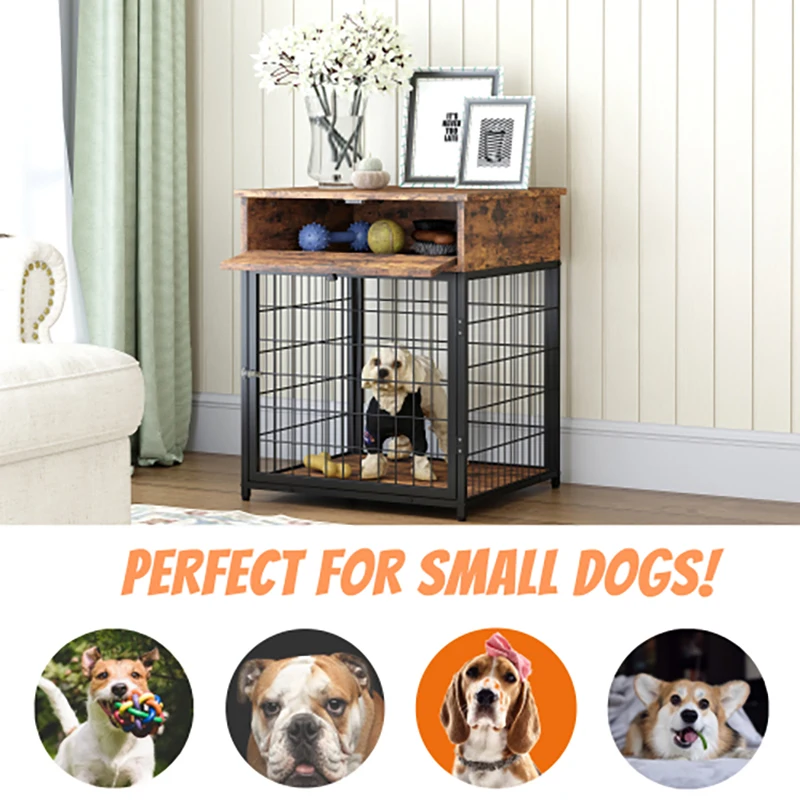 

Pet Dog Cage Cover Wood With Locker Square Small Kennel Accessory Products Comfortable Sleeping Easy Operation Durable