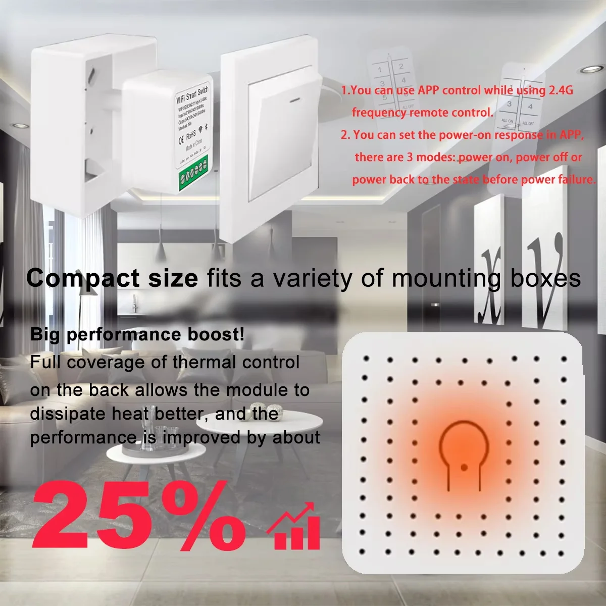 Умный мини-переключатель Wi-Fi AC110V 220V 2-сторонний светодиодный модуль