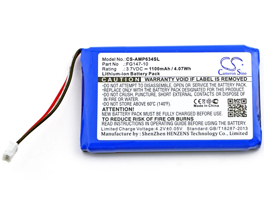 

Cameron Sino 1100mA Battery for AMX Mio Modero remote controls,RS634 54-0148-SA,FG147-10,MIO-RBP