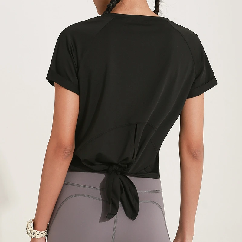 Women Sports Top Fitness Yoga Shirt Workout Exercise Crop Tops Dry Fit Gym Running T Shirt Zumba Active Wear Loose Short Sleeve