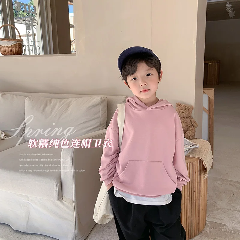 

2022 Autumn New Light Luxury Fashion Kids Hooded Sweater Boy Pullover Baby Fashion Casual Top Boutique Clothing Simple Style