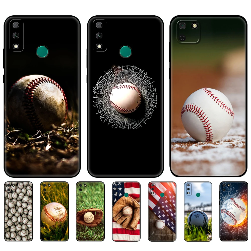 Черный чехол из ТПУ для Huawei Y9S, Y6S, Y8S, Y5P, Y7P, Y8P, чехол для Huawei Y5 lite, Prime Y6, чехол с классическим изображением бейсбольной базы, спортивного мяча