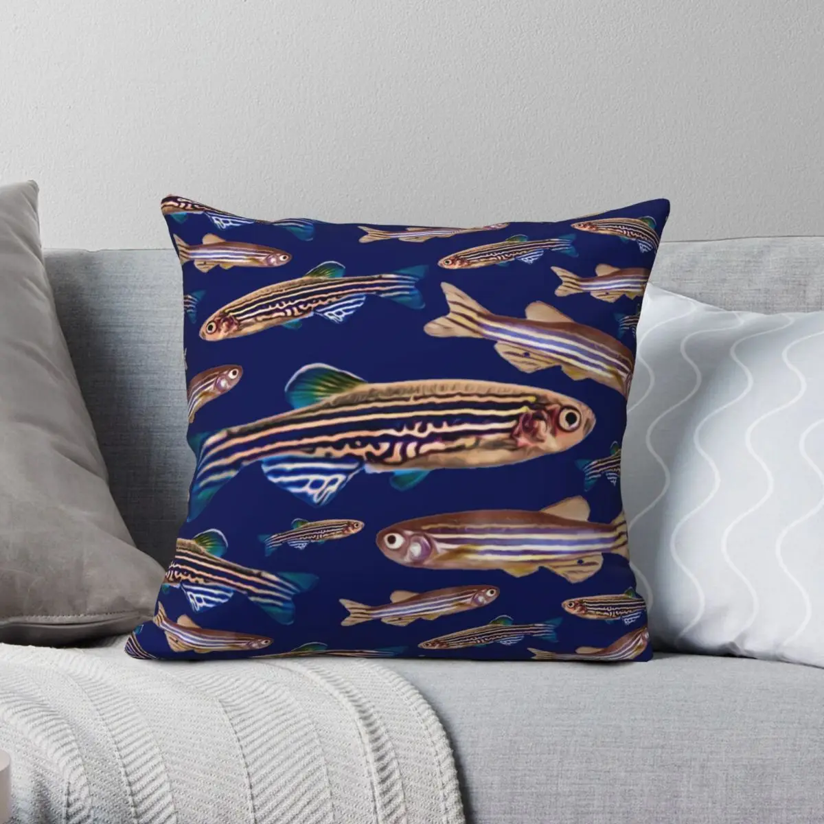 

Zebrafish Danio Model Organism Square Pillowcase Polyester Linen Velvet Printed Zip Decorative Home Cushion Case